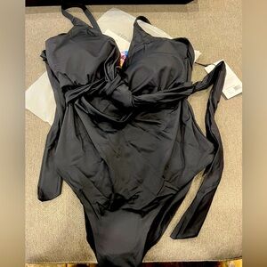 Knix Black Sunset Wrap One Piece Bathing Suit